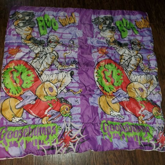 Vintage R.L. Stine Goosebumps Sleeping Bag Mummy Skateboarding Purple Red - Picture 3 of 4
